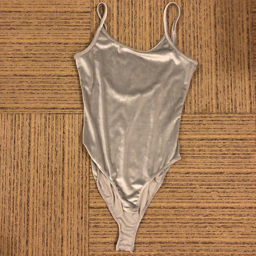 Gray Velvet Tank-top Bodysuit